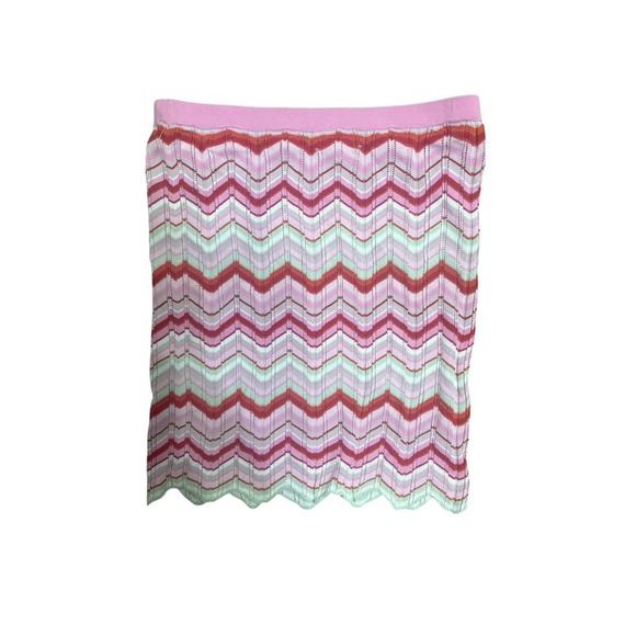 Torn by Ronny Kobo Medium Chevron Print Scallop Hem Knit Crochet Skirt NEW - Picture 4 of 6